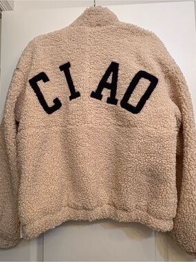Ladies CIAO Cream 1/2 zip Sherpa pullover S